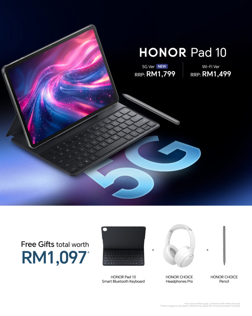 HONOR Pad 10 5G Launches in Malaysia: RM1,799 with 12.1-inch Display & 10,100mAh Battery