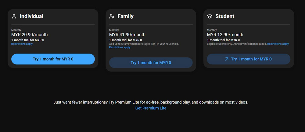 YouTube Premium Lite