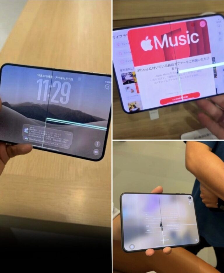 Collage of reported iPhone Duo inner-screen damage